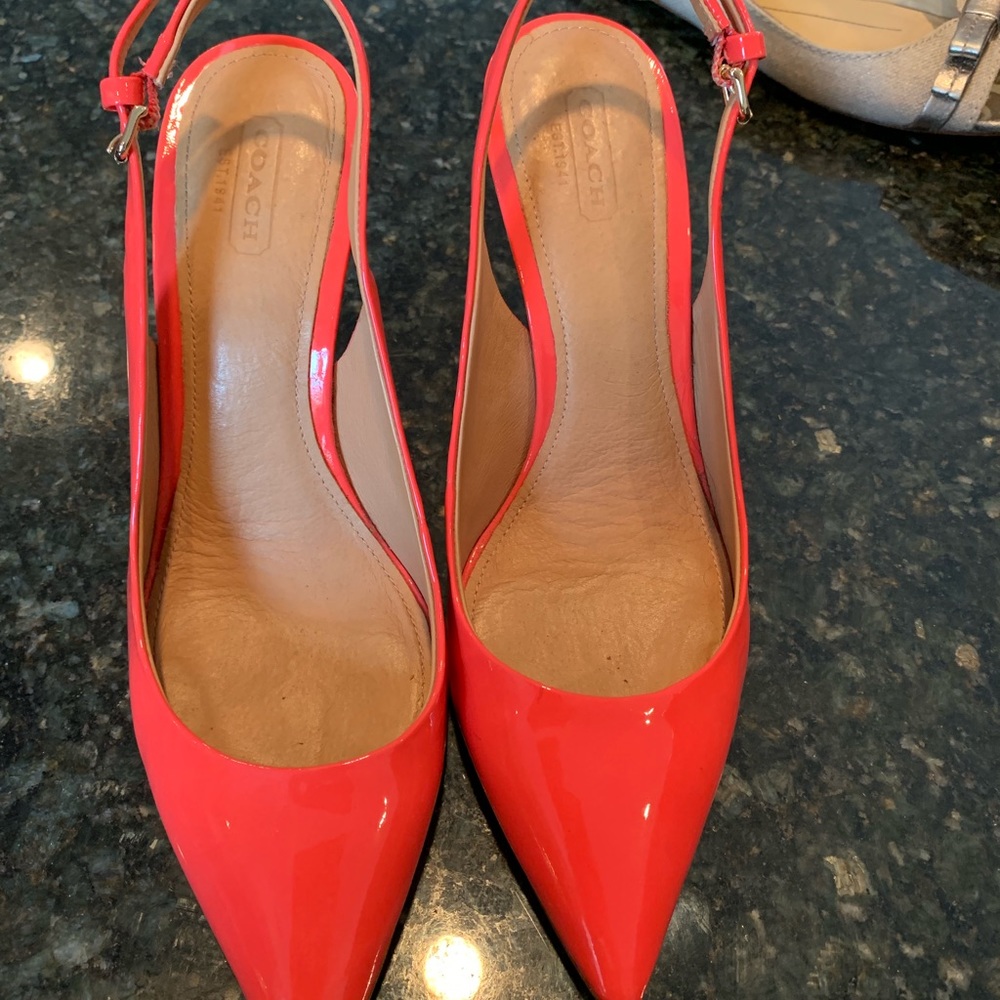 Coach coral/pink heels size 9